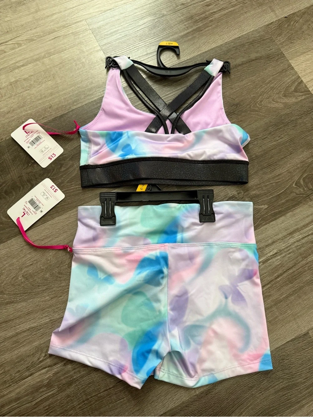 Justice Girls Pastel Tie-Dye Swim Rashguard Set — Pink, Blue, Mint, Purple